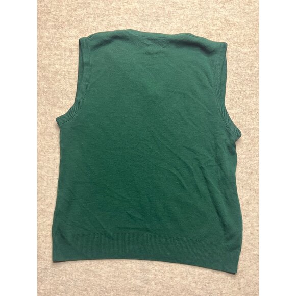 Vintage 90s Jantzen Made In The USA Green V-Neck Sweater Vest Large - Picture 4 of 6